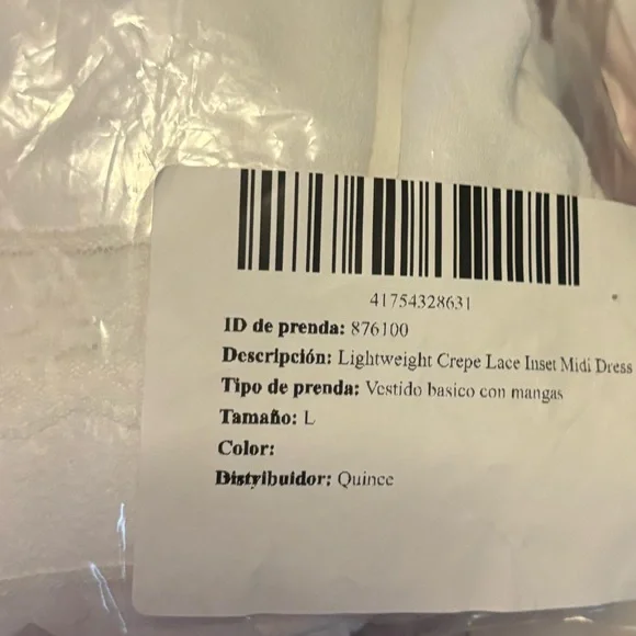 QUINCE NWT Lightweight Crepe Lace Inset Midi Dress -white -large - Picture 10 of 10